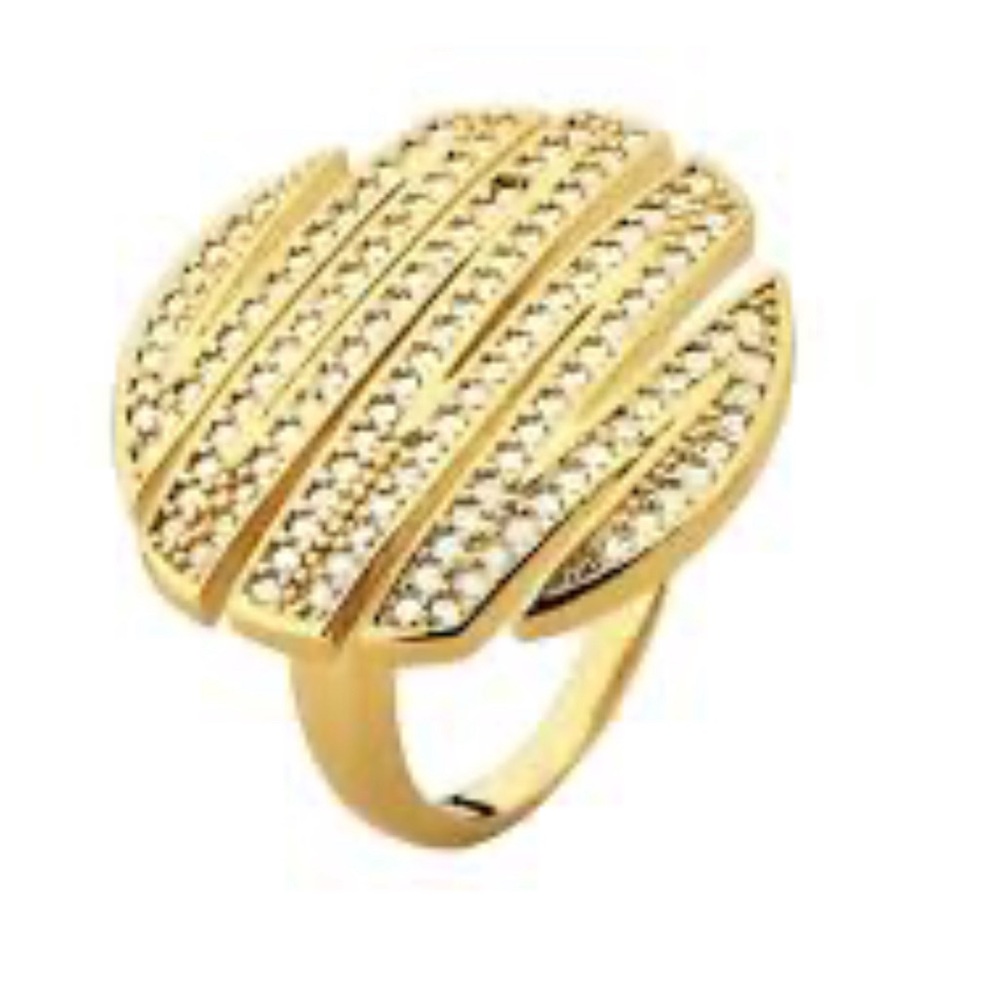 FASHION JEWERLY LUNETA RING WITH LINES FILLED WITH ZIRCONIA STAINLESS STEEL # 10